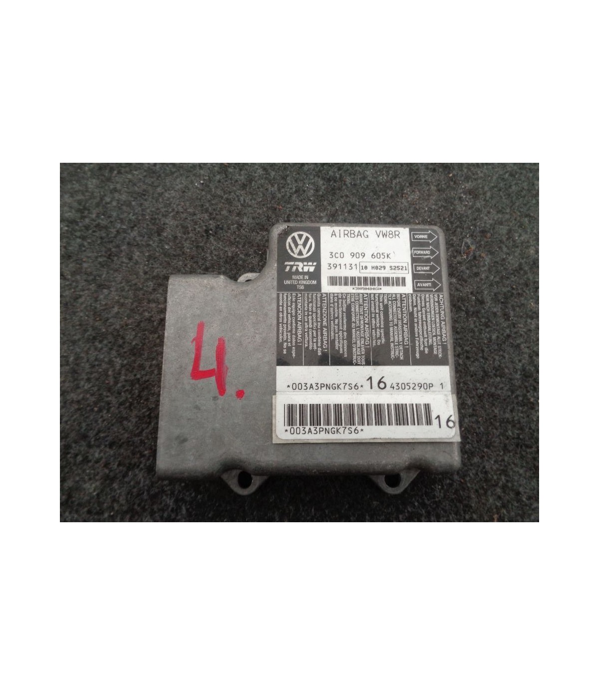 VW PASSAT B6 MODUŁ SENSOR PODUSZEK AIRBAG 3C0909605K