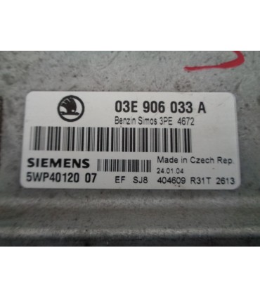 SKODA FABIA SEAT IBIZA 1.2B KOMPUTER STEROWNIK SILNIKA 03E906033A