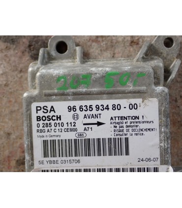 PEUGEOT 207 STEROWNIK MODUŁ PODUSZEK AIRBAG SENSOR 963593480