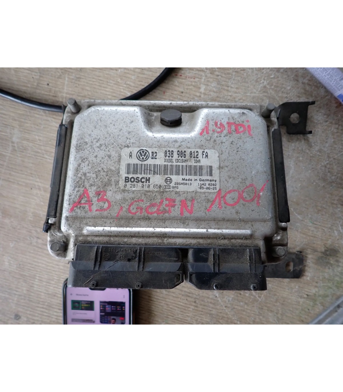 AUDI A3 VOLKSWAGEN GOLF 1.9 TDI KOMPUTER STEROWNIK SILNIKA 0281010650 038906012FA