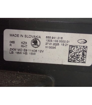 SKODA SCALA II FULL LED LAMPA PRAWY PRZÓD 655941016